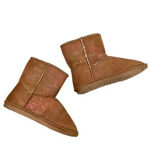 Serra brown fur lined ankle boot rainbow glitter polka dots | girls 5 women’s 7